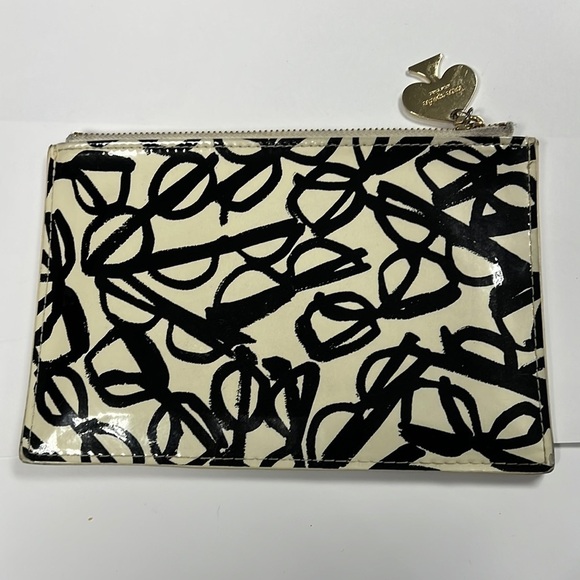 Kate Spade Large Zip Top Patent Clutch Pouch Bag Eyeglasses Theme - Picture 2 of 8